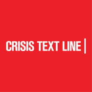 Crisis Text Line written in a red background