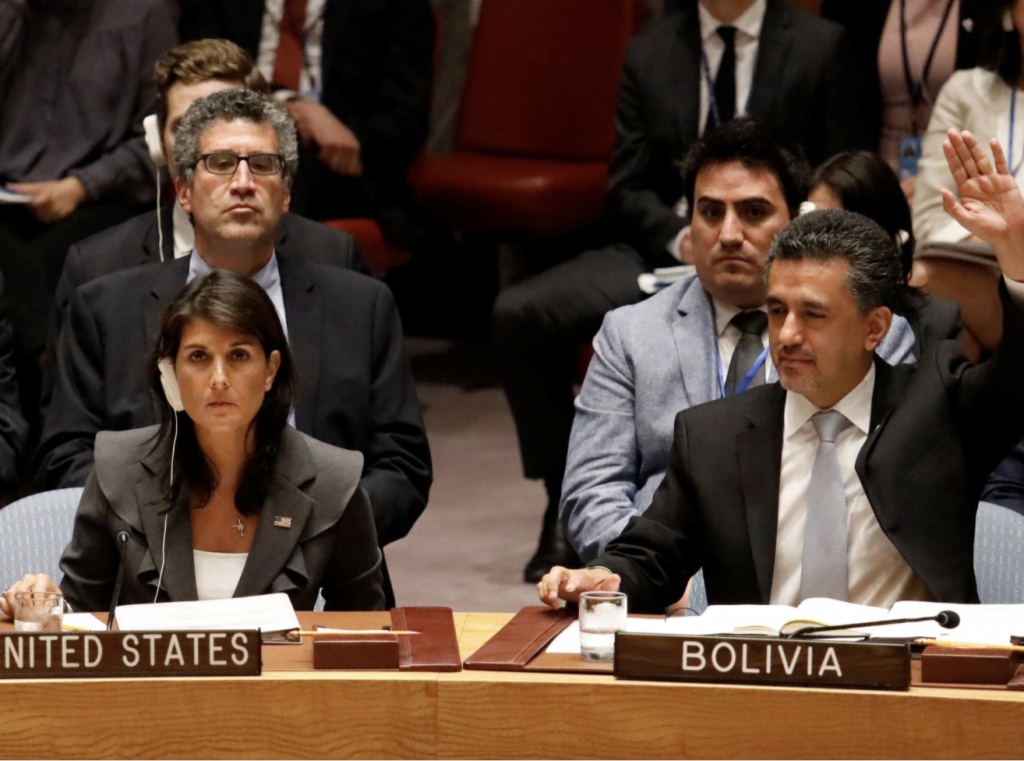 Image of Ambassadors of Bolivia and the United States to the United Nations.