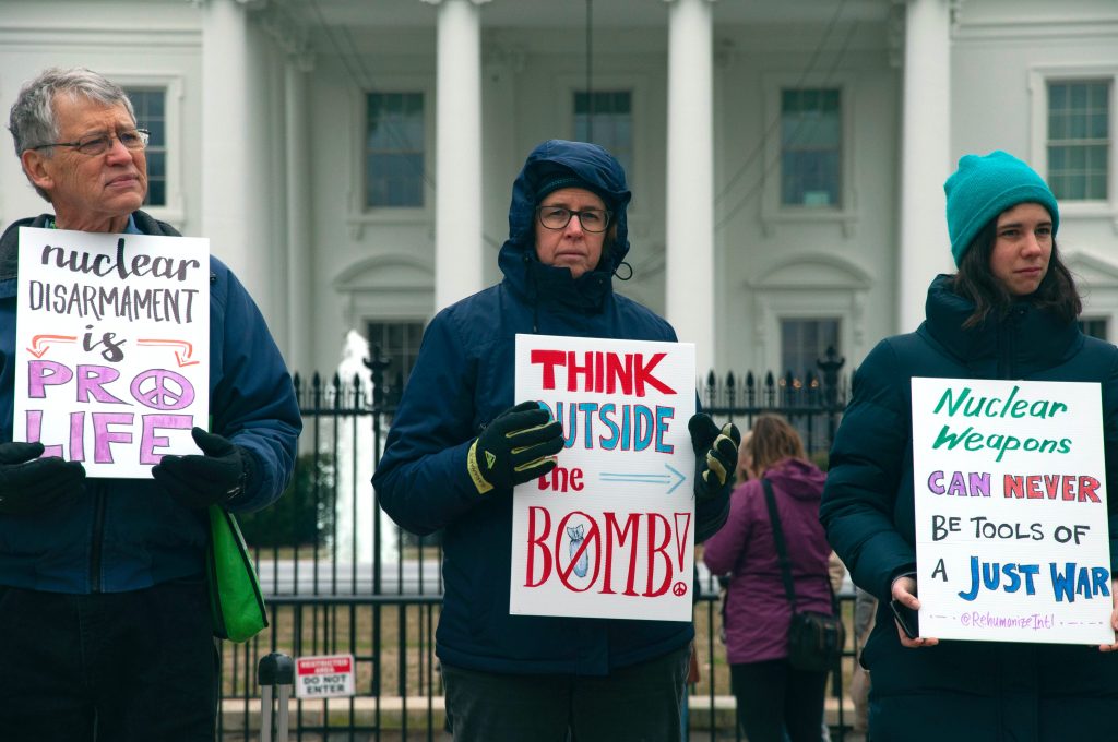 Photo of Activists campaigning to stop the growing nuclear threat 