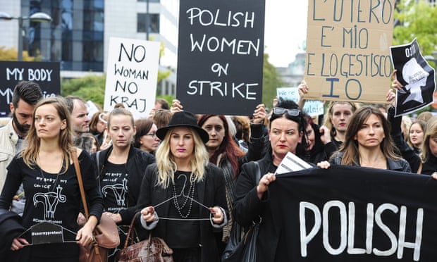 Image of Polish women marching against the abortion amendments. This is their fight for abortion rights. 