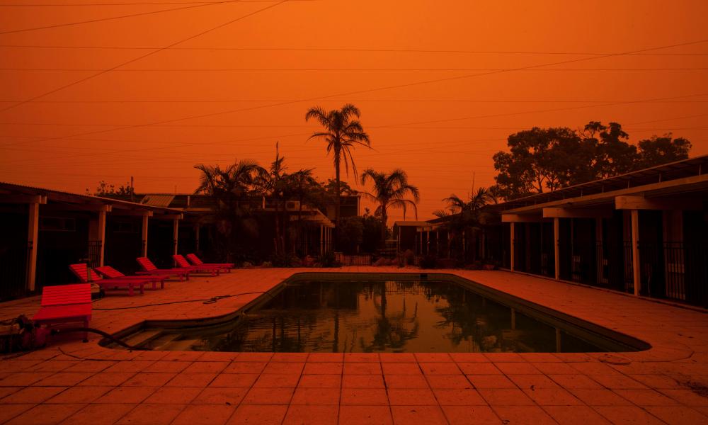 The blood-orange daytime sky in Mallacoota during the fires. Photograph: Rachel Mounsey/The Guardian.