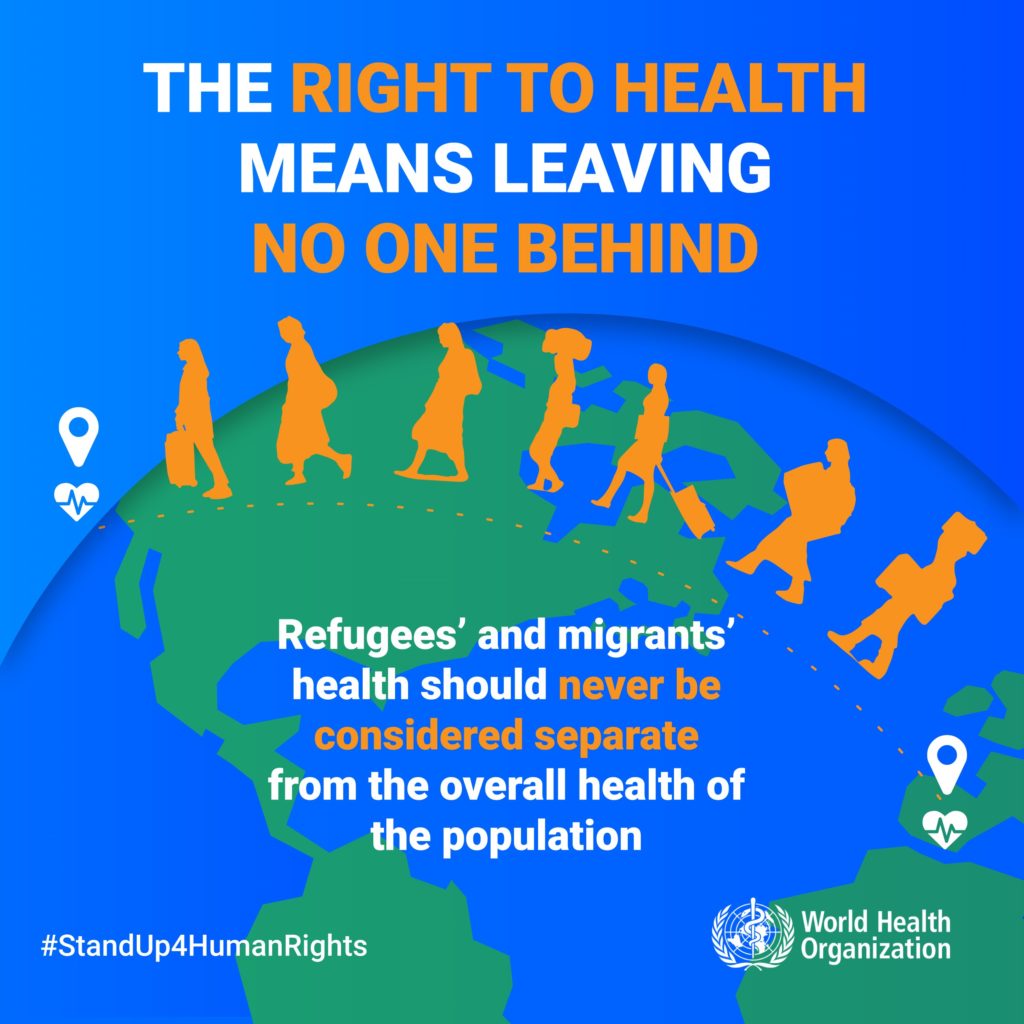 This picture emphasizes that refugee health is as important as the health of other people