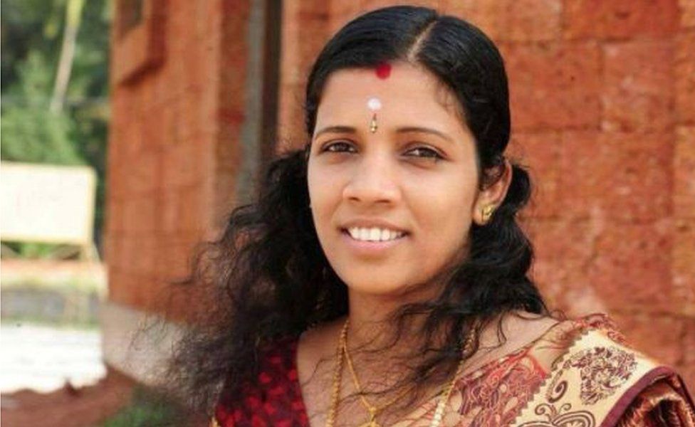 Image of Lini Puthussery, a Malayali nurse who sacrificed her life as she battled to protect patients from the fatal Nipah Virus (2018).