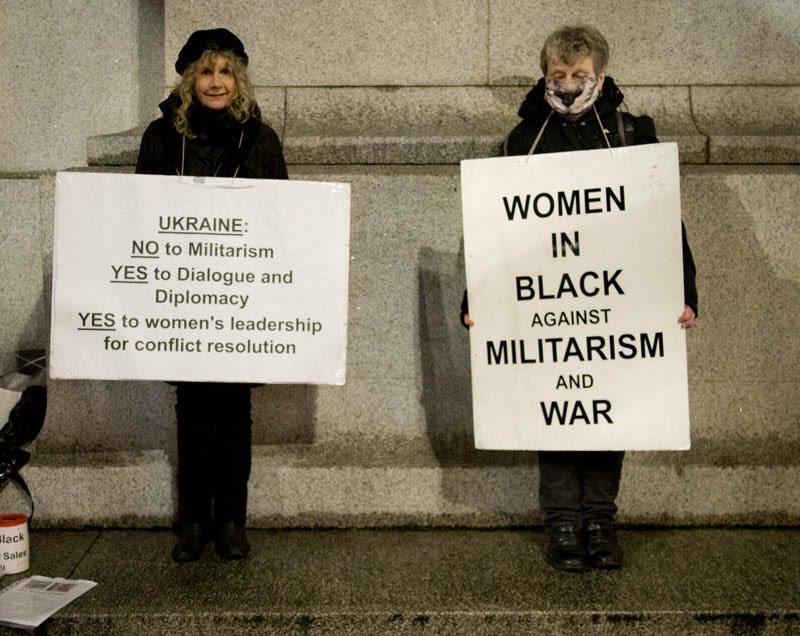 Women in Black, solidarity with women on all sides opposing war.Vigil: Edith Cavell statue, 6-7 pm.