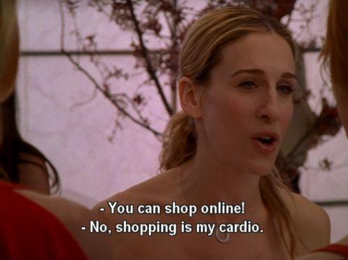 a meme that says shopping is my cardio 