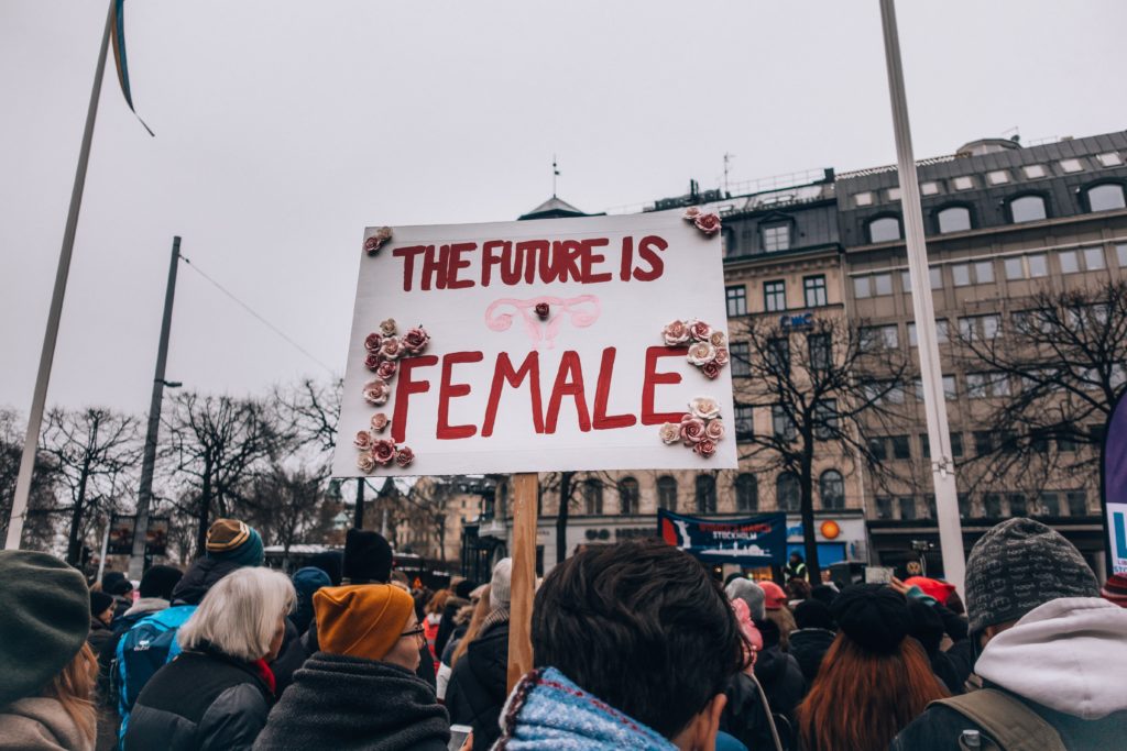 A photo with the banner, "The Future is Female"
