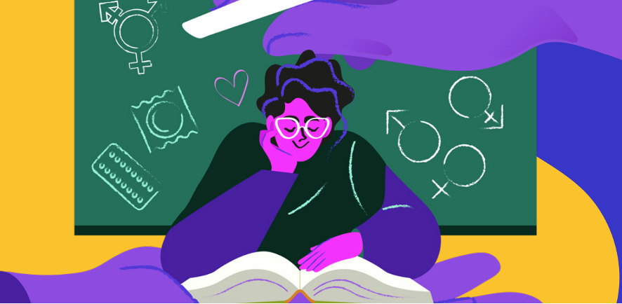 UN SOGI Illustration of person studying gender and sexuality