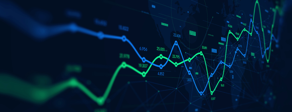 Image of evolving line graph. Aesthetic representation of economic fluctuation.